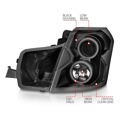 ANZO 2003-2007 Cadillac CTS Projector Headlights w/ Halo Black (CCFL)