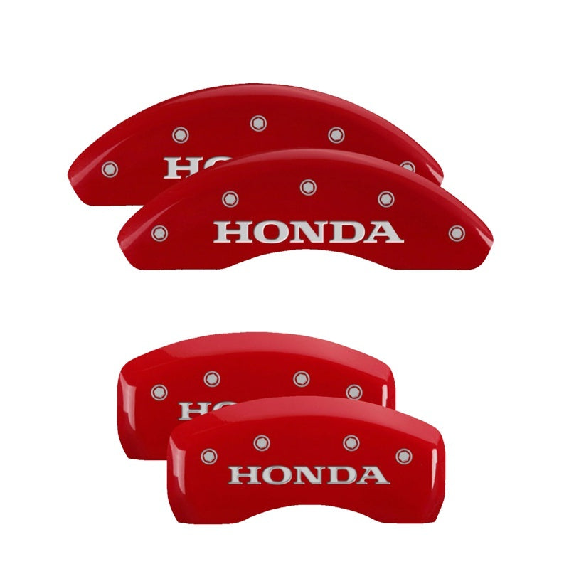 MGP 4 Caliper Covers Engraved Front Honda Engraved Rear Pilot/2015 Red finish silver ch