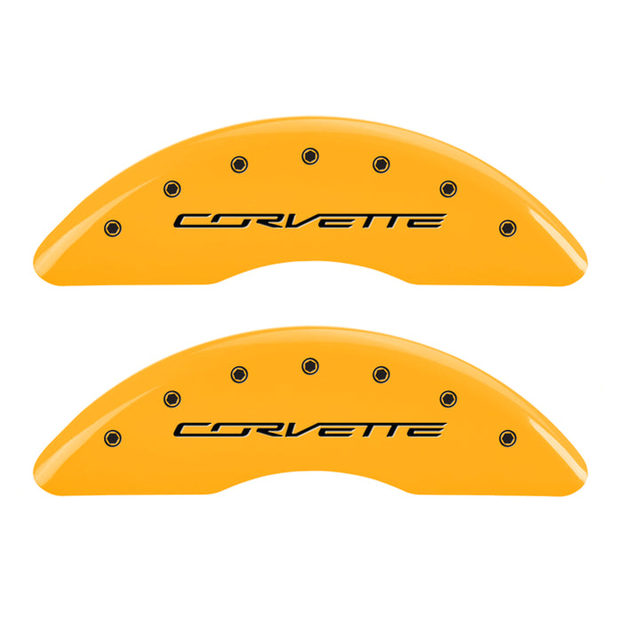 MGP 4 Caliper Covers Engraved Front Corvette C7 Engraved Rear Z51/2015 Yellow finish black ch