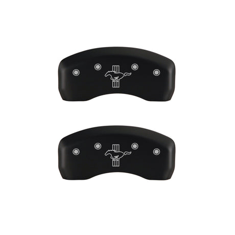 MGP 4 Caliper Covers Engraved Front Mustang Engraved Rear Bar & Pony Red finish silver ch