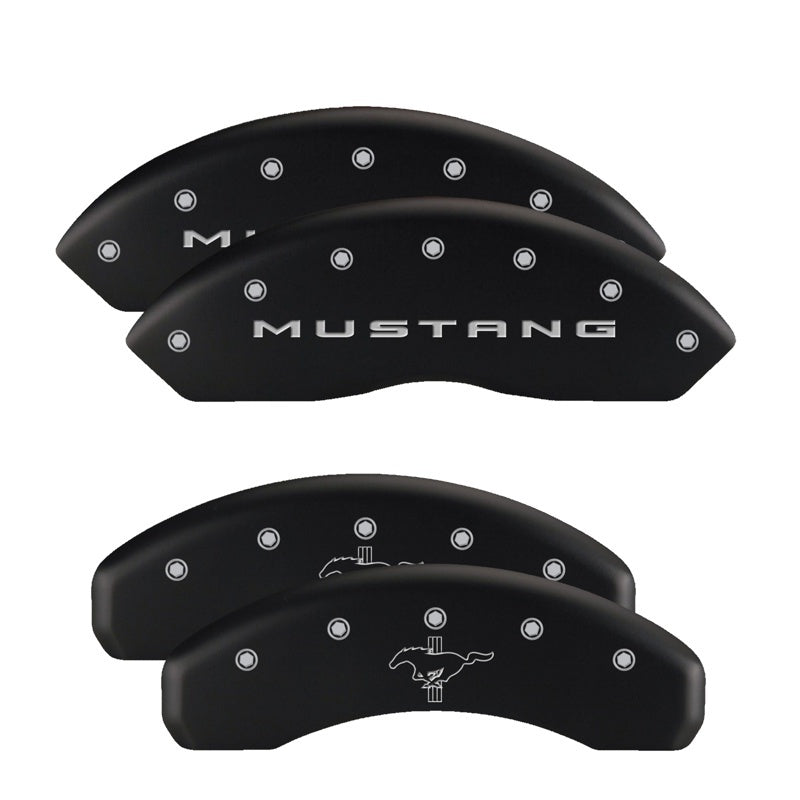 MGP 4 Caliper Covers Engraved Front 2015/Mustang Engraved Rear 2015/Bar & Pony Black fnsh silver ch