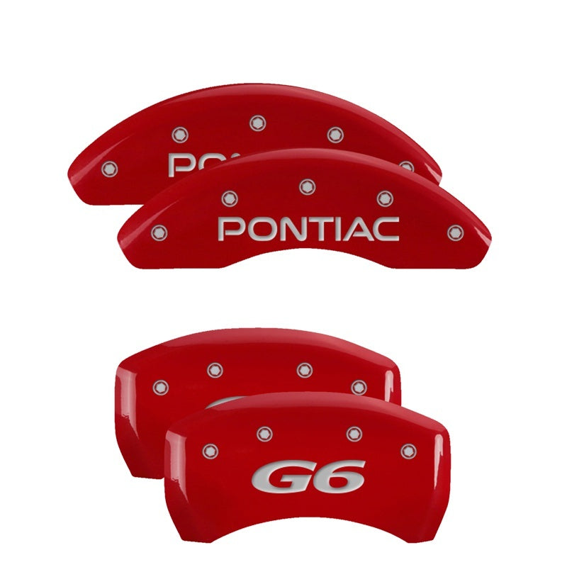 MGP 4 Caliper Covers Engraved Front Pontiac Engraved Rear G6 Red finish silver ch