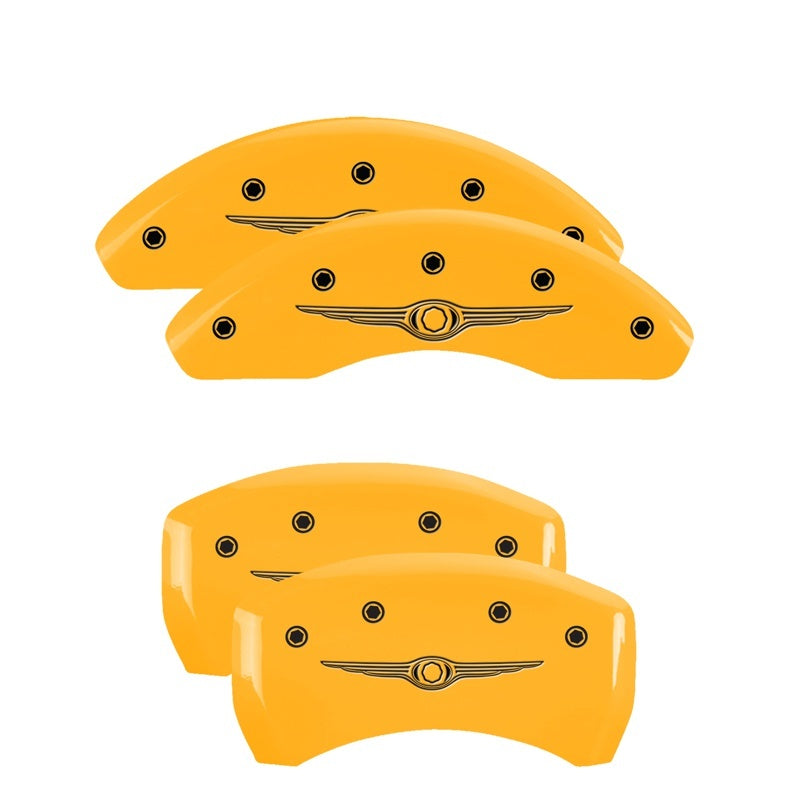 MGP 4 Caliper Covers Engraved Front & Rear Mopar Yellow Finish Black Char 2008 Chrysler PT Cruiser