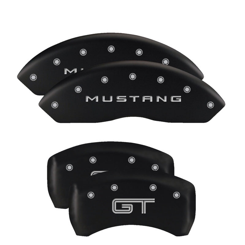 MGP 4 Caliper Covers Engraved Front 2015/Mustang Engraved Rear 2015/GT Black finish silver ch