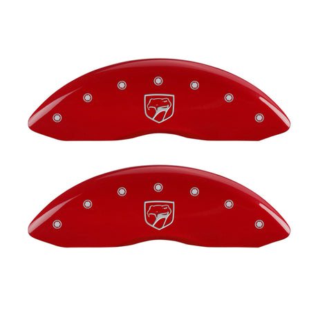 MGP 4 Caliper Covers Engraved Front Gen 2/Viper Engraved Rear Gen 2/Snake Red finish silver ch