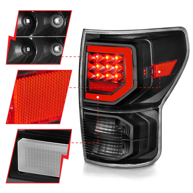 ANZO 07-11 Toyota Tundra Full LED Taillights Black Housing Clear Lens G2 (w/C light Bars)