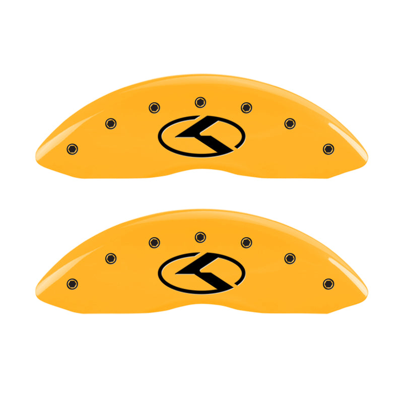 MGP 4 Caliper Covers Engraved Front & Rear Circle K/Kia Yellow finish black ch