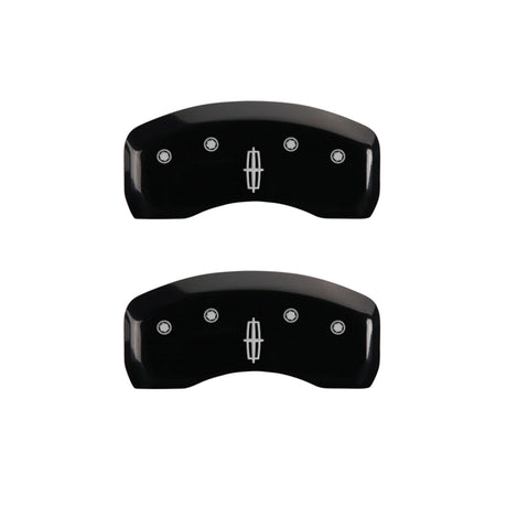 MGP 4 Caliper Covers Engraved Front Lincoln Engraved Rear Star logo Black finish silver ch