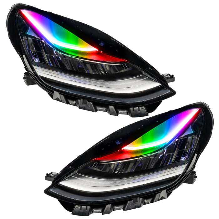 Oracle 17-21 Tesla Model 3 Headlight DRL Upgrade Kit - ColorSHIFT w/ Simple Controller SEE WARRANTY