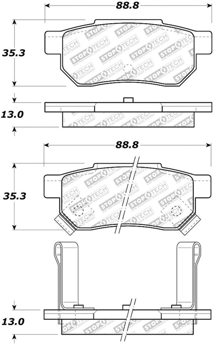 StopTech 90-01 Acura Integra Street Select Brake Pads - Rear