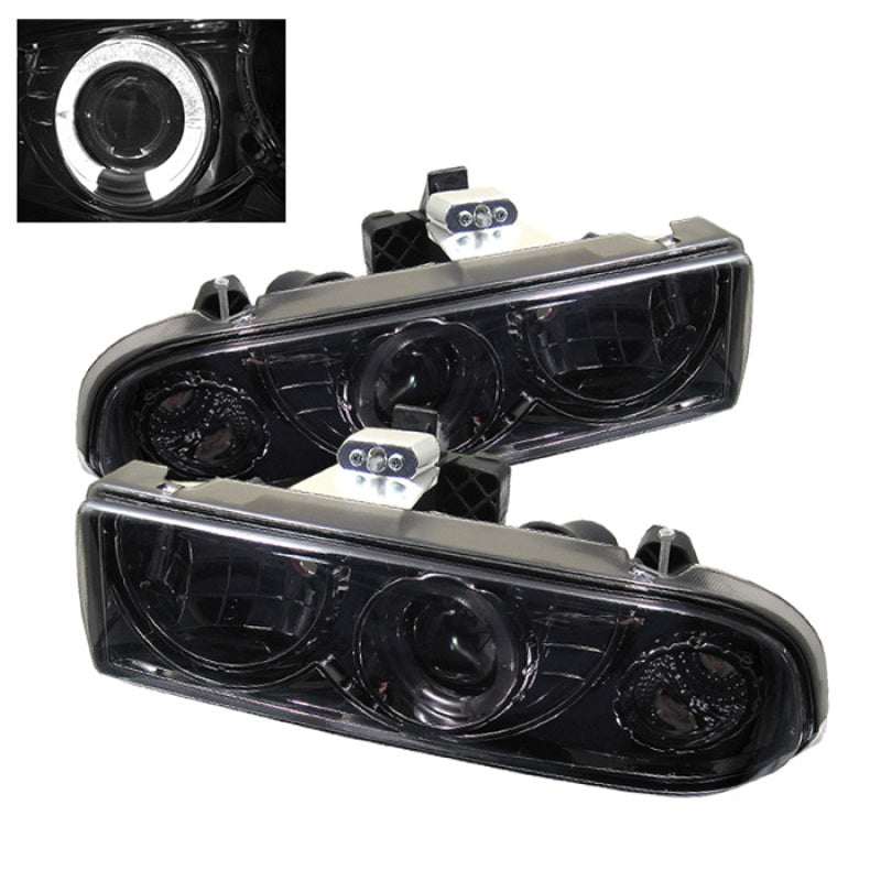 Spyder Chevy S10 98-04 Projector Headlights LED Halo Smke - Low H1 PRO-YD-CS1098-SMC