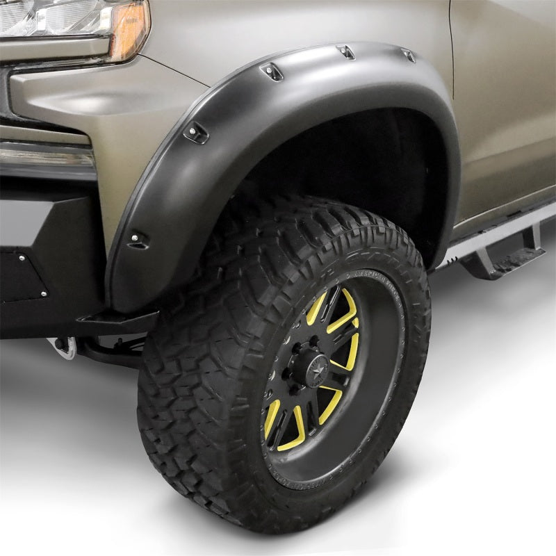 Lund 19-21 Chevy Silverado 1500 RX-Rivet Style Textured Elite Series Fender Flares-Black (2Pc.Front)