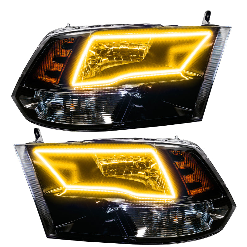 Oracle 09-17 RAM 1500 TRX Quad Pre-Assembled Headlights Blk Housing - w/ BC1 Cntrl