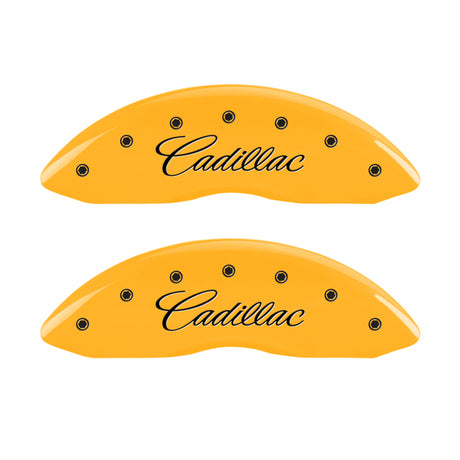 MGP 4 Caliper Covers Engraved Front Cadillac Engraved Rear ATS Yellow finish black ch