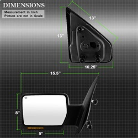 xTune Ford F150 07-14 Power Heated Amber LED Signal OE Mirror Left MIR-03349EH-P-L