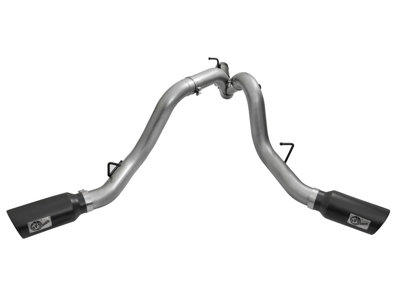 aFe LARGE Bore HD 4in Dual DPF-Back SS Exhaust w/Black Tip 16-17 GM Diesel Truck V8-6.6L (td) LML