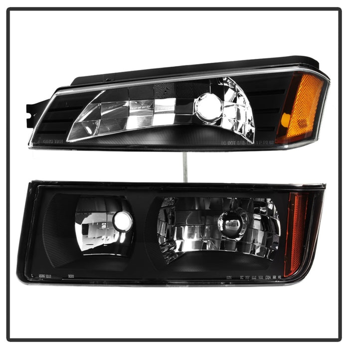 xTune 02-06 Chevy Avalanche w/Cladding OEM Bumper Light & Headlights - (BLACK) (HD-JH-CAVA02-SET-BK)