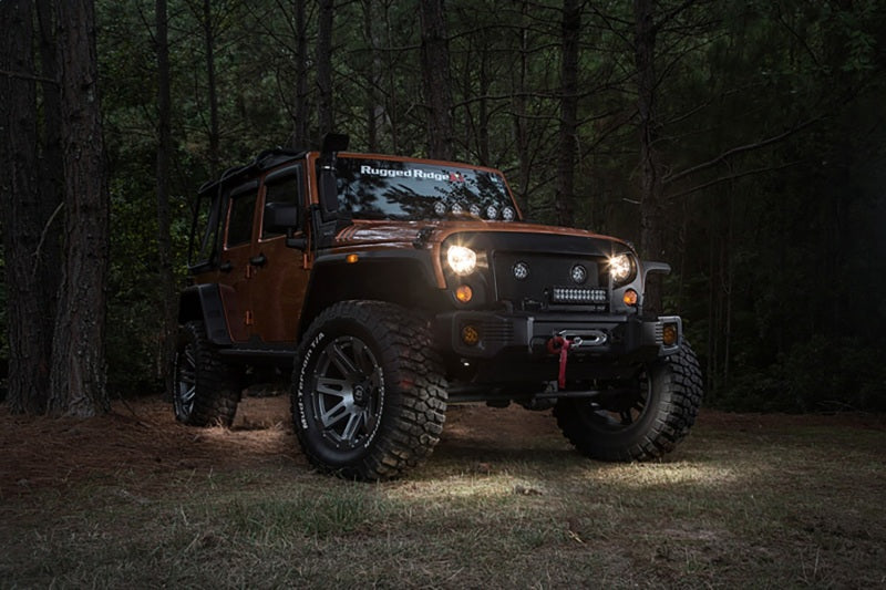 Rugged Ridge 07-18 Jeep Wrangler JK White 4-Piece LED Rock Light Kit w/ Harness