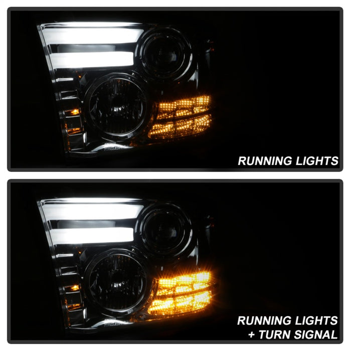 Spyder Dodge Ram 09-12 Projector Headlights Light Bar DRL Smoke PRO-YD-DR09-LBDRL-SM