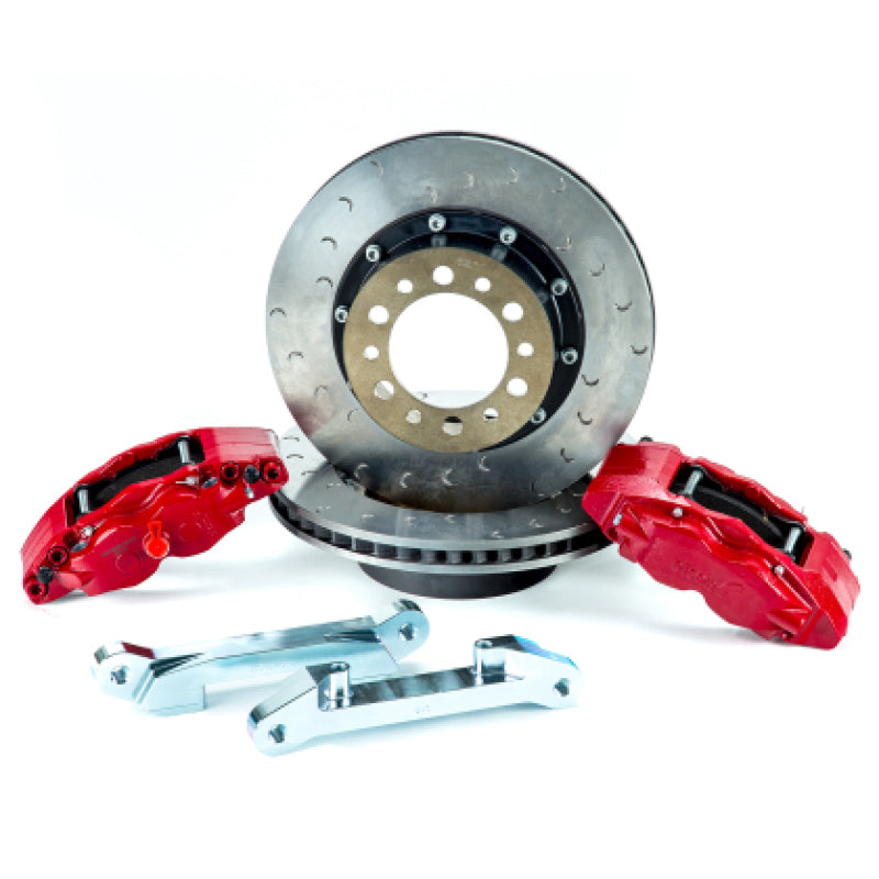 Alcon 2007+ Jeep JK w/ 5x5.5in Hub 357x32mm Rotor 4-Piston Red Calipers Front Brake Upgrade Kit