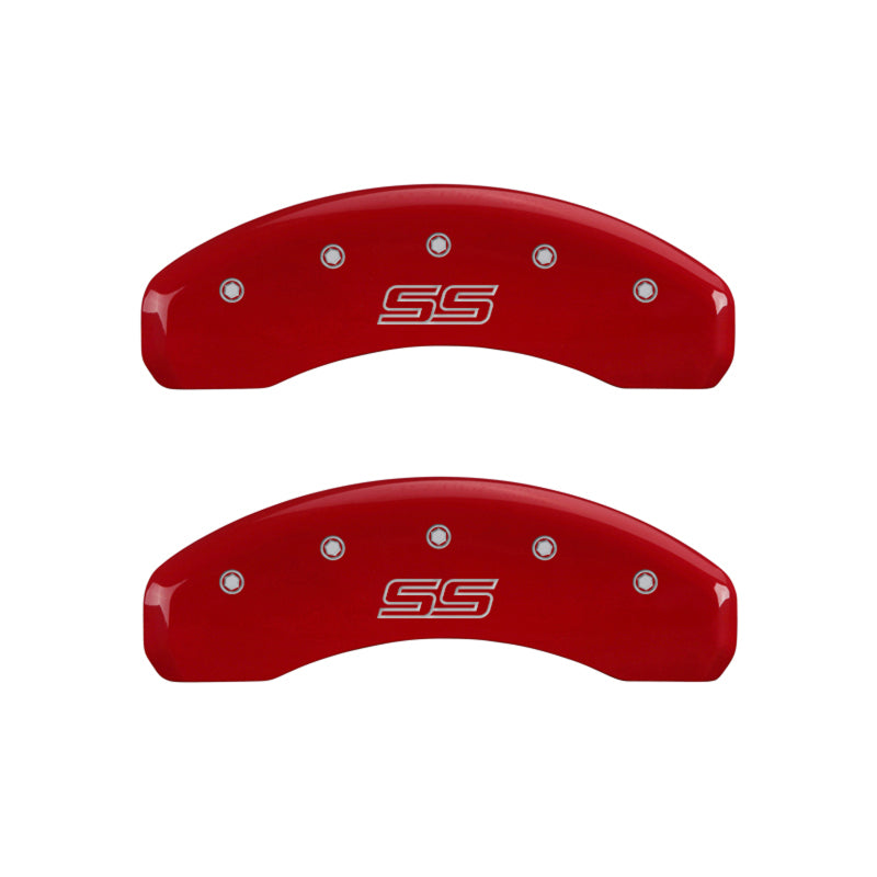 MGP 4 Caliper Covers Engraved Front & Rear Trailblazer style/SS Red finish silver ch