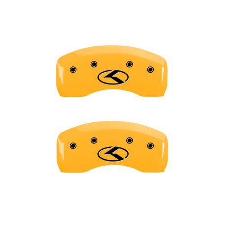 MGP 4 Caliper Covers Engraved Front & Rear Circle K/Kia Yellow Finish Black Char 2017 Kia Niro