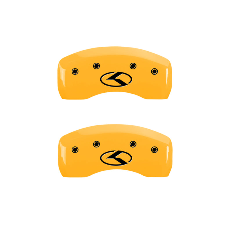 MGP 4 Caliper Covers Engraved Front & Rear Circle K/Kia Yellow Finish Black Char 2013 Kia Optima