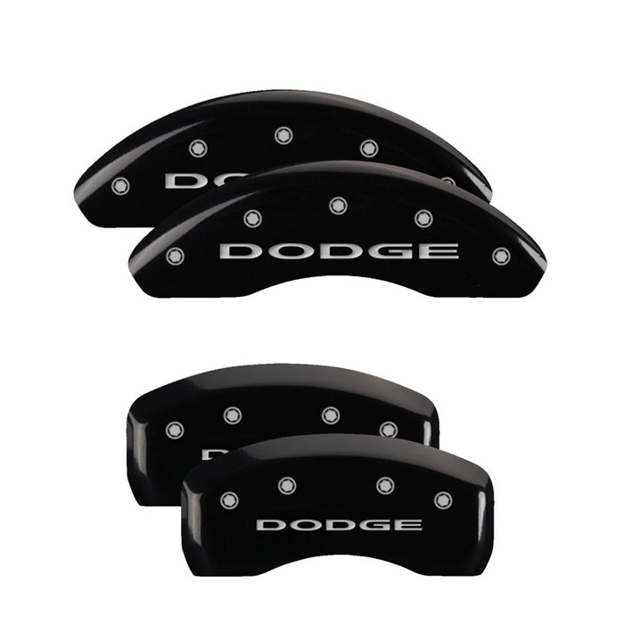 MGP 4 Caliper Covers Engraved Front & Rear With out stripes/Dodge Black finish silver ch