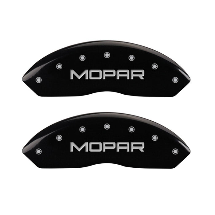 MGP Front set 2 Caliper Covers Engraved Front MOPAR Black finish silver ch