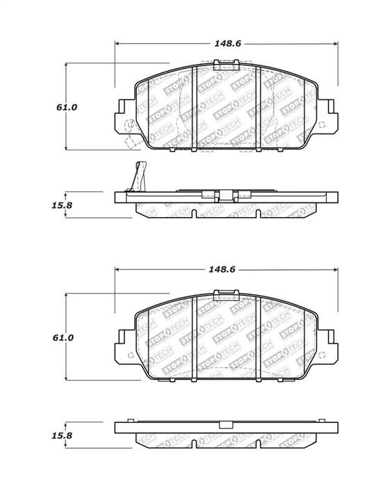 StopTech 14-18 Ford Fusion SE Luxury Street Performance Front Brake Pads