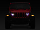 Raxiom 18-22 Jeep Wrangler JL/JT Axial 9-Inch LED Headlights w/RGB Halo- Blk Housing (Clear Lens)