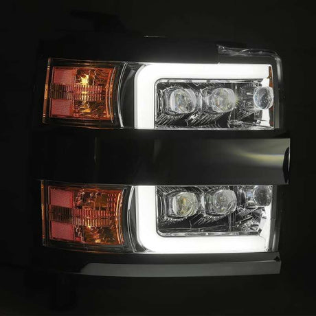 AlphaRex 15-18 Chevy 2500HD NOVA LED Proj Headlights Plank Style Chrome w/Activ Light/Seq Signal/DRL