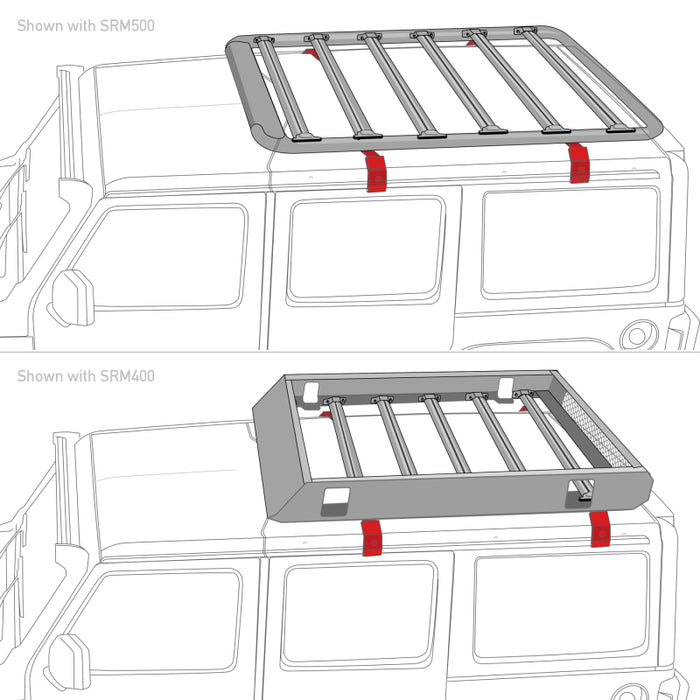 Go Rhino SRM Rack Rain Gutter Mount Kit - 4pc. (Mounts to Factory Rain Gutter/Drip Rail)