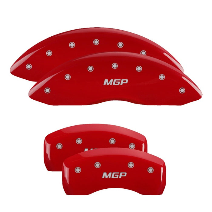 MGP 4 Caliper Covers Engraved Front & Rear Denali Red Finish Silver Char 2018 GMC Canyon