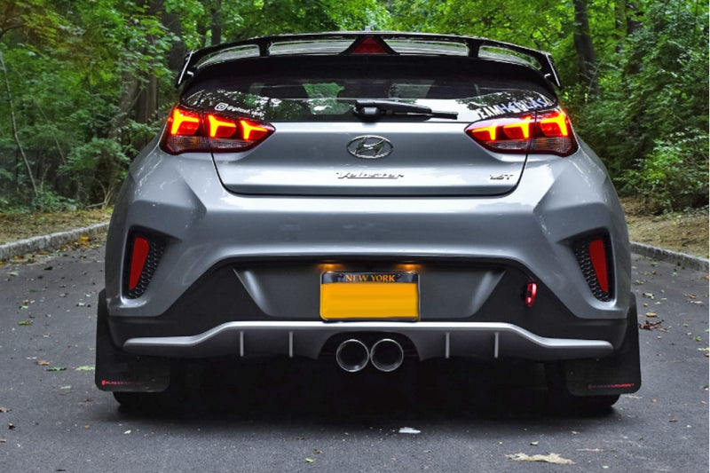 Rally Armor 19-21 Hyundai Veloster Turbo R-Spec Black UR Mud Flap w/ White Logo