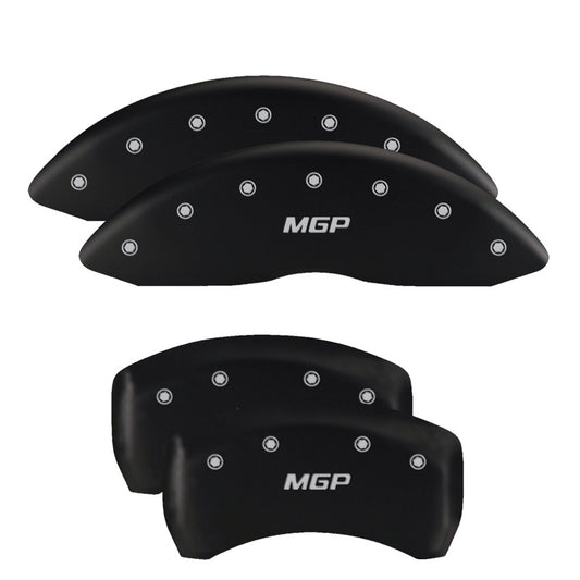 MGP 4 Caliper Covers Engraved Front & Rear With out stripes/Dodge Black finish silver ch