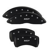 MGP 4 Caliper Covers Engraved Front & Rear Silverado Red finish silver ch