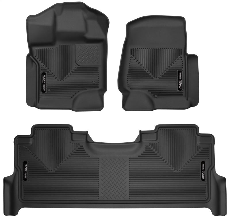 Husky Liners 21-23 Ford F-150 CC SC X-Act Contour Front & Second Row Seat Floor Liners - Black