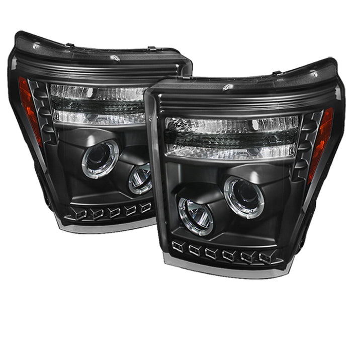 Spyder Ford Super Duty 11-15 Projector Headlights CCFL Halo DRL Blk Low 9006 PRO-YD-FS11-CCFL-BK