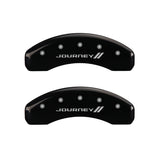 MGP 4 Caliper Covers Engraved Front & Rear With stripes/Journey Black finish silver ch
