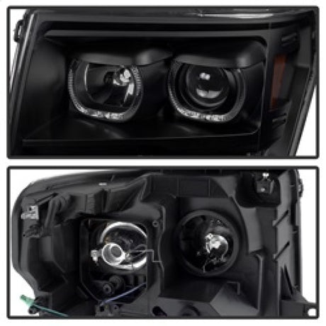 xTune Ford F150 09-14 Projector Headlights Halogen Model Only LED Halo Black PRO-JH-FF15009-CFB-BK