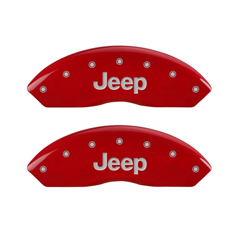 MGP Front set 2 Caliper Covers Engraved Front JEEP Red finish silver ch