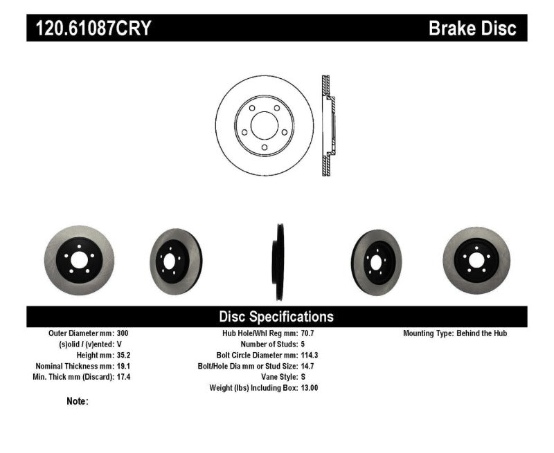 StopTech 05-14 Ford Mustang Cryo-Stop Rear Premium Rotor