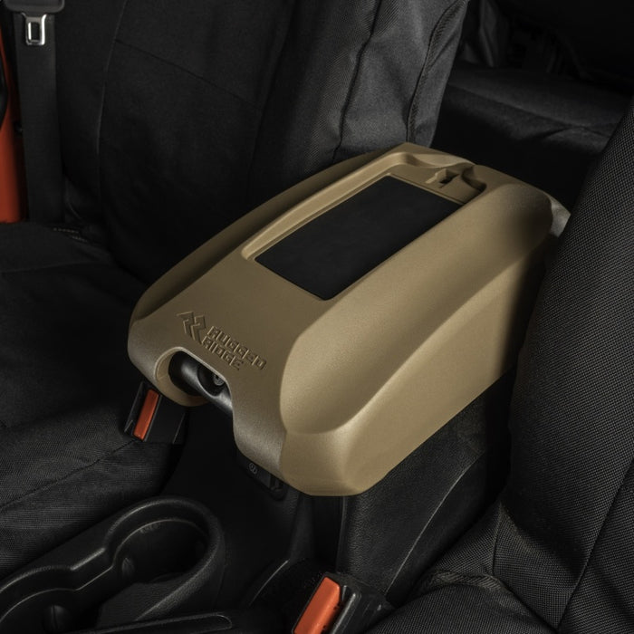 Rugged Ridge Center Console Cover w/Phone Holder Tan 11-18 jeep Wrangler JK