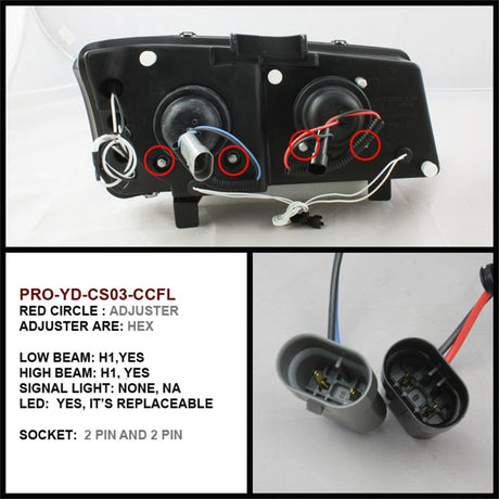 Spyder Chevy Silverado 1500 03-06 Projector Headlights CCFL Halo LED Blk High H1 PRO-YD-CS03-CCFL-BK