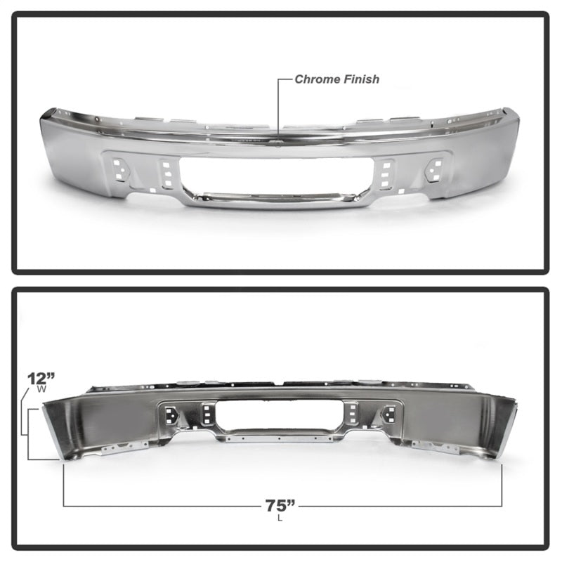 Spyder Ford F150 09-14 w/o Fog Light Hole Front Bumper - Chrome (OEM # 9L3Z17757A)