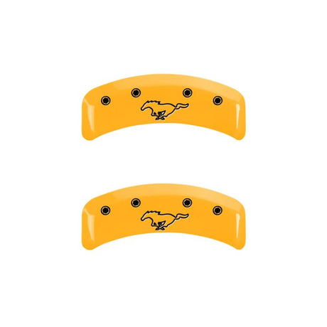 MGP 4 Caliper Covers Engraved Front Mustang Rear Pony Yellow Finish Black Char 2004 Ford Mustang