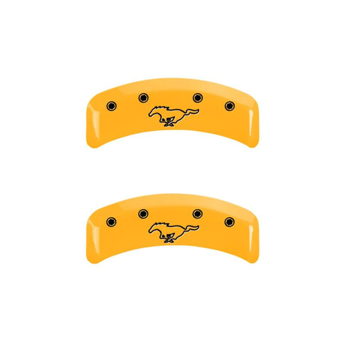 MGP 4 Caliper Covers Engraved Front Mustang Rear Pony Yellow Finish Black Char 2004 Ford Mustang