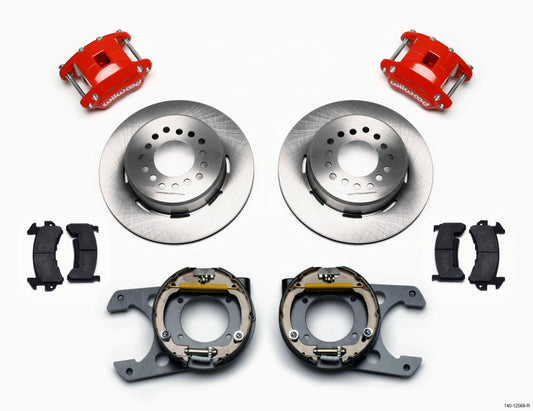 Wilwood D154 P/S Park Brake Kit Red Chevy C-10 2.42 Offset 5-lug