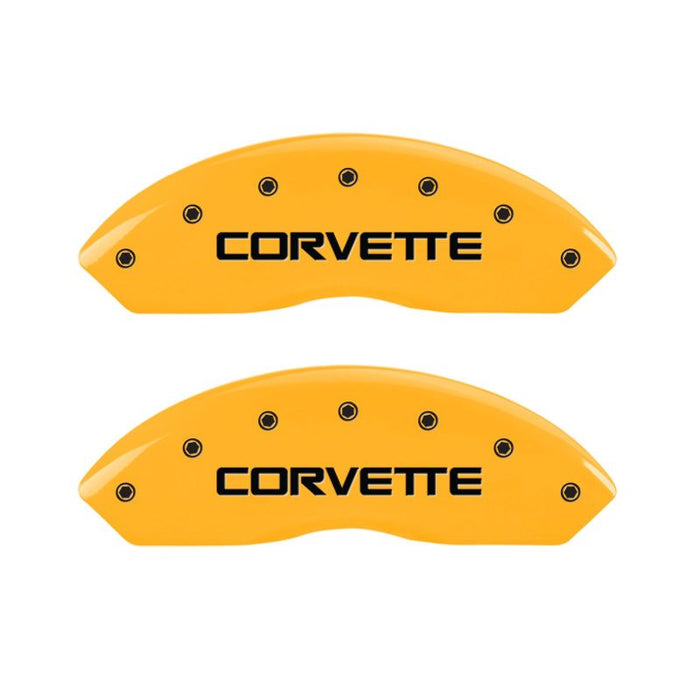 MGP 4 Caliper Covers Engraved F & R C4/Corvette Yellow Finish Black Char 1988 Chevrolet Corvette